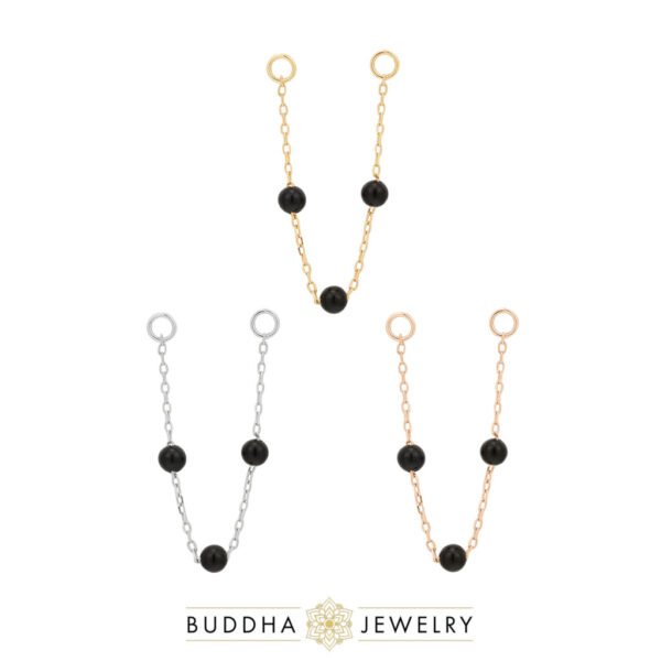 Chaînette piercing en or 14k avec agate noire