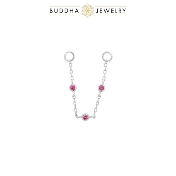 chaînette piercing saphir rose or 14k