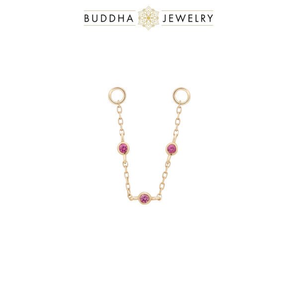 chaînette piercing saphir rose or 14k