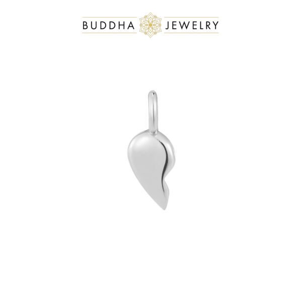 Pendentif Twin Flame en or blanc 14k, en forme de cœur fendu, signé Buddha Jewelry