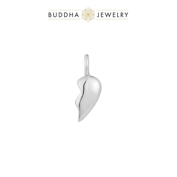 Pendentif Twin Flame en or blanc 14k, en forme de cœur fendu, signé Buddha Jewelry