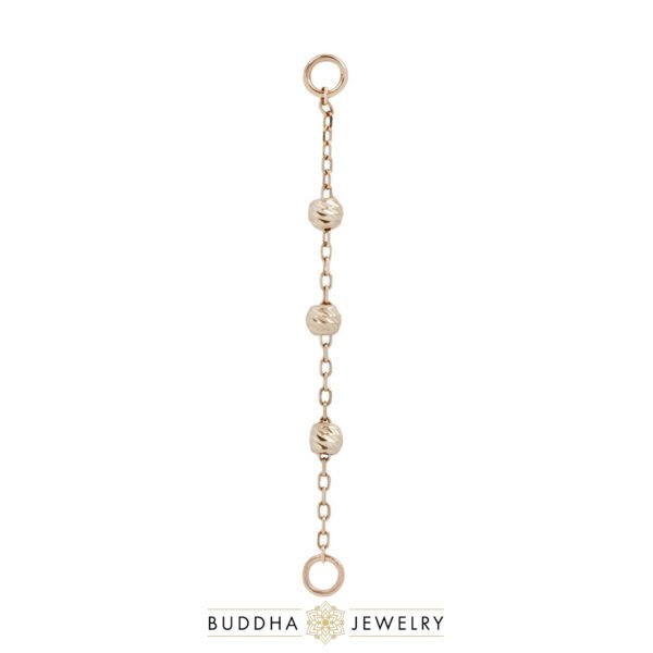 Chaînette piercing Cressida en or 14k avec 3 boules texturées