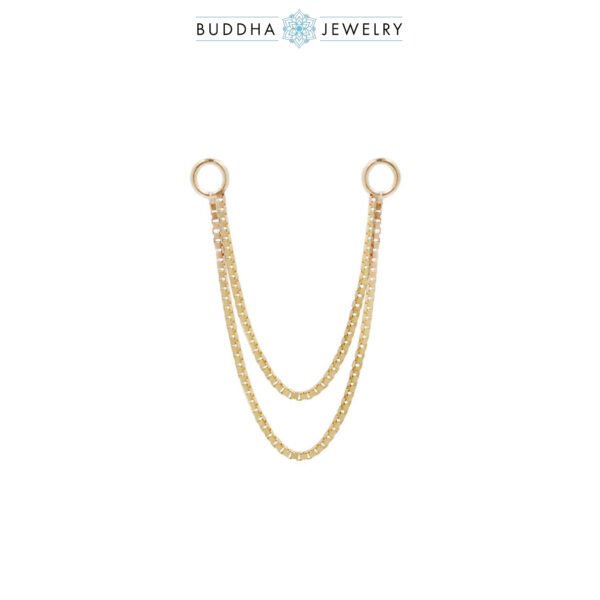Chaînette piercing double box chain en or 14k – or jaune, or blanc, or rose