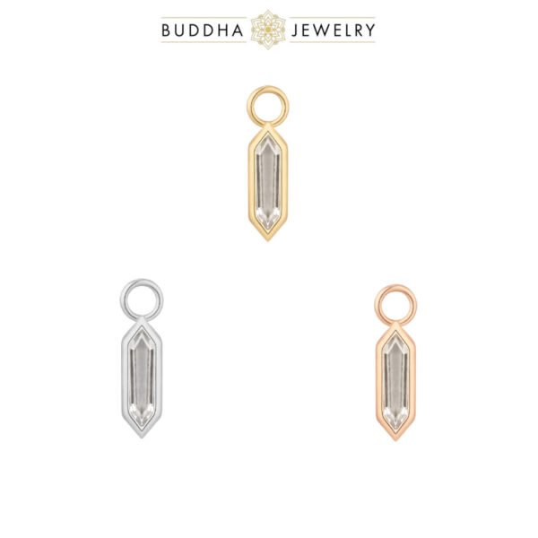 Pendentif piercing or 14k avec CZ baguette – modèle Theory en or jaune, blanc et rose