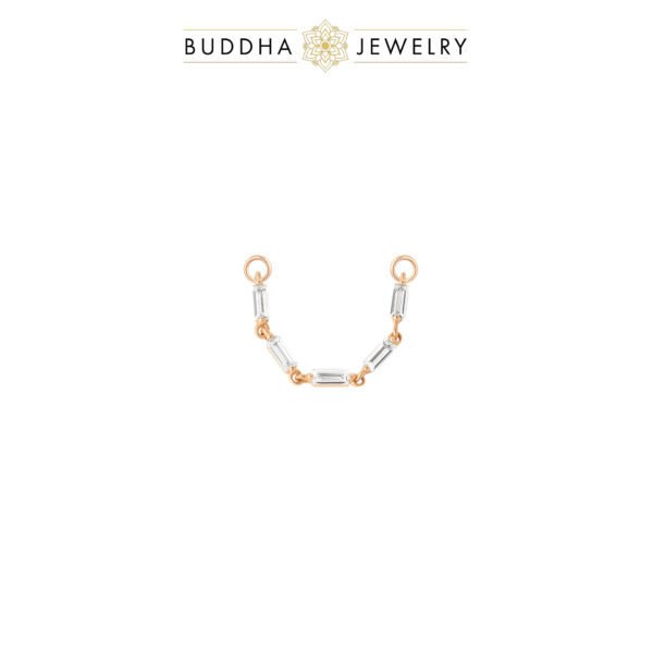 Chaînette piercing or 14k WOW! avec 5 zircons baguette