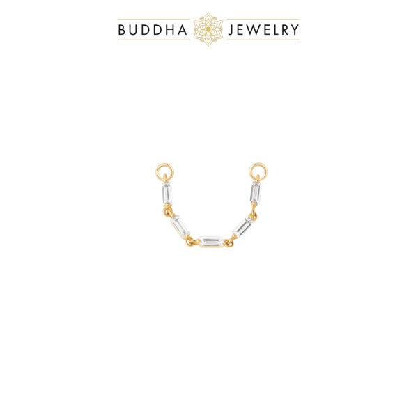 Chaînette piercing or 14k WOW! avec 5 zircons baguette