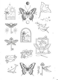 Flash tattoo fineline Flash tattoo fineline – papillons, fleurs et motifs délicats