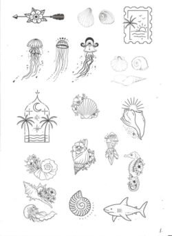 Motifs la mere Planche de petits tatouages floraux et botaniques