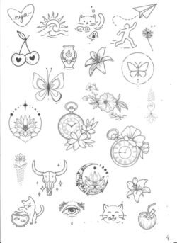 flash tattoo Idées de tatouages fins avec fleurs et papillons